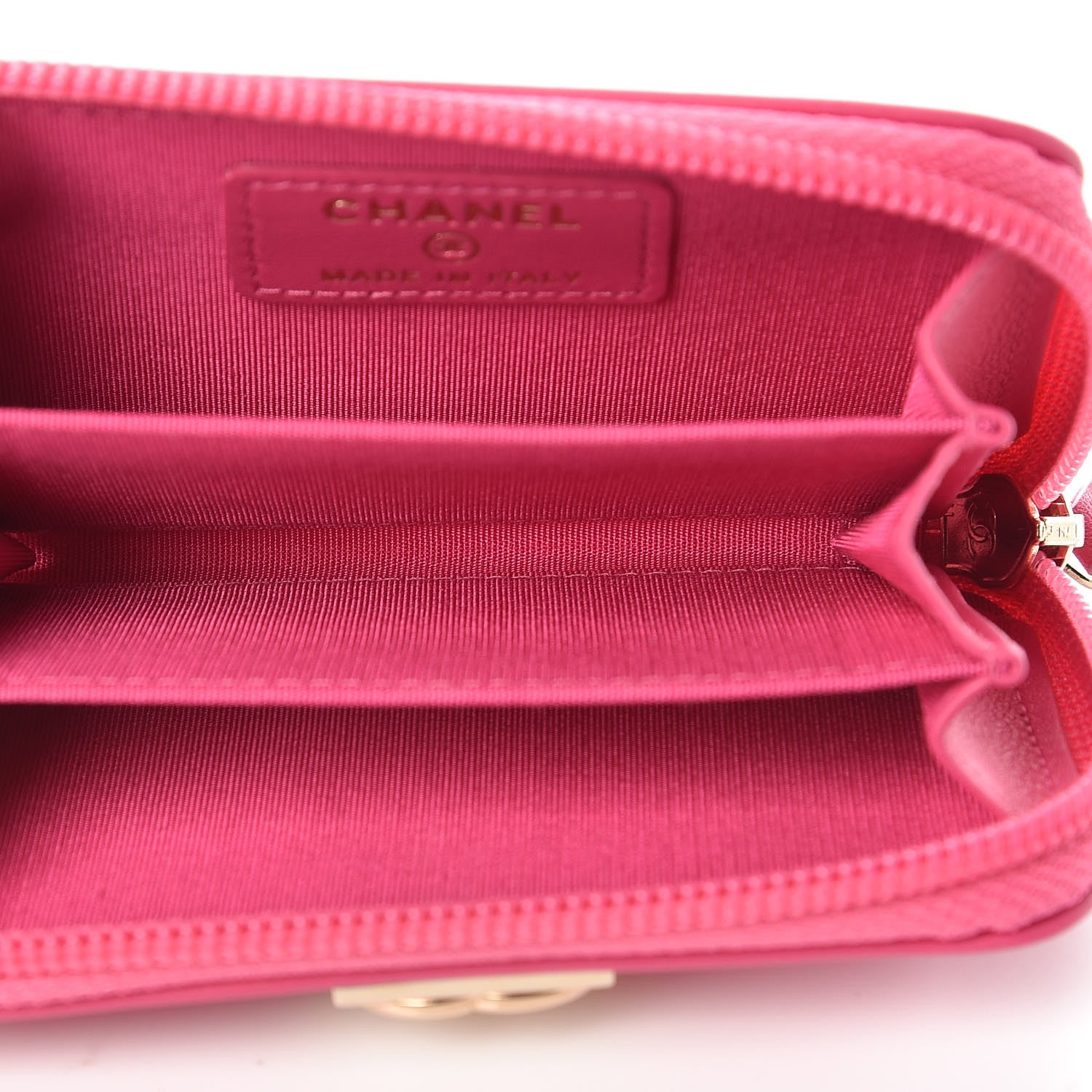 Chanel Lambskin Quilted Boy Zip Around Coin Purse Wallet Fuchsia 5 of 8