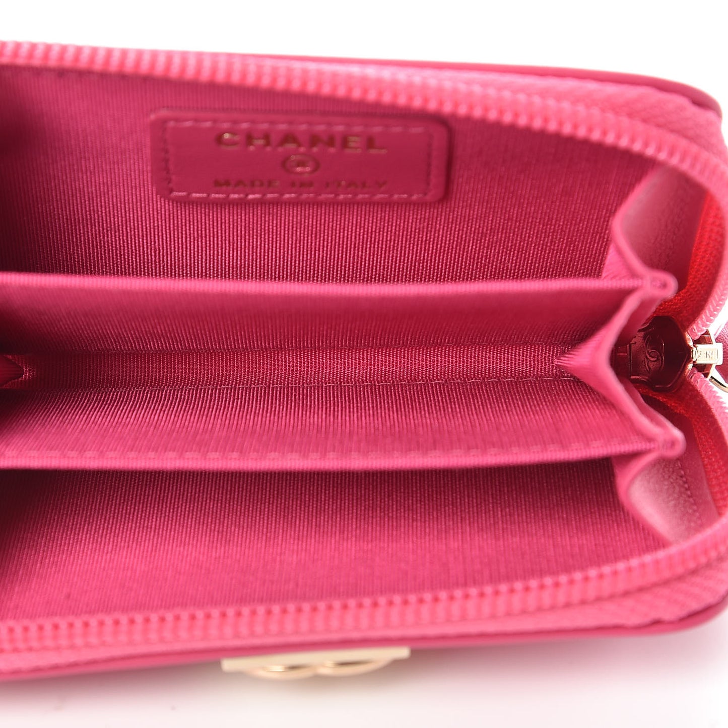 Lambskin Quilted Boy Zip Around Coin Purse Wallet Fuchsia