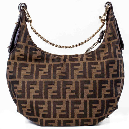 Fendi Zucca Small Chef Chain Hobo Tobacco 1 of 9