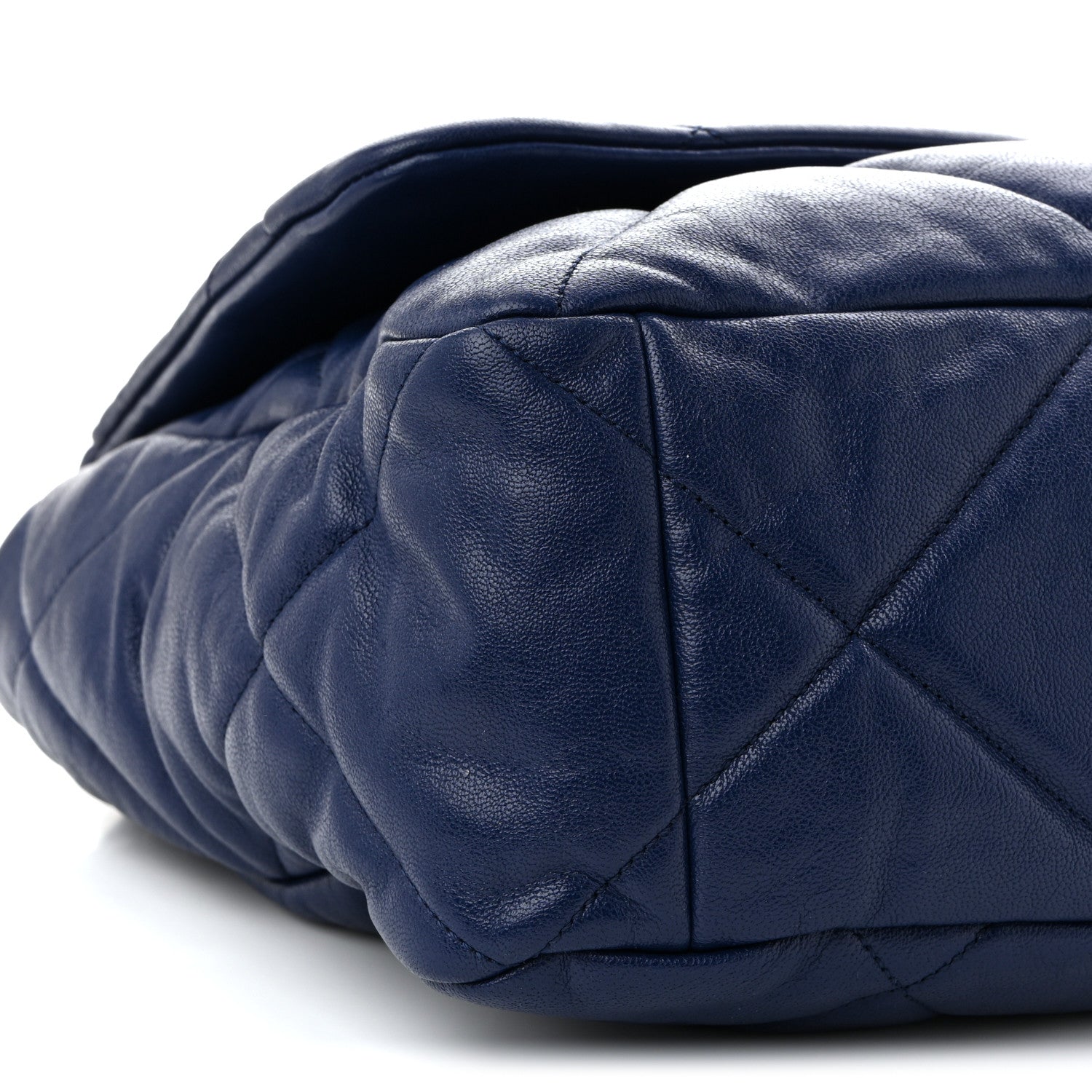 Chanel Goatskin Quilted Maxi Chanel 19 Flap Dark Blue 9 of 10