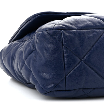 Chanel Goatskin Quilted Maxi Chanel 19 Flap Dark Blue 9 of 10