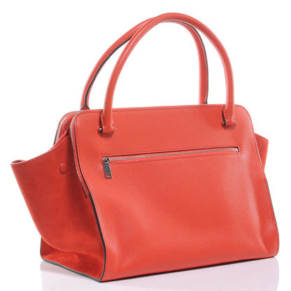 Celine Drummed Calfskin Suede Double Zip Trapeze Vermillion 3 of 7