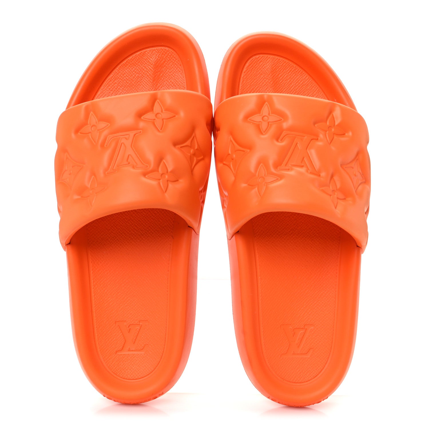 Louis Vuitton Rubber Embossed Monogram Mens Waterfront Mules 10 Orange 2 of 9