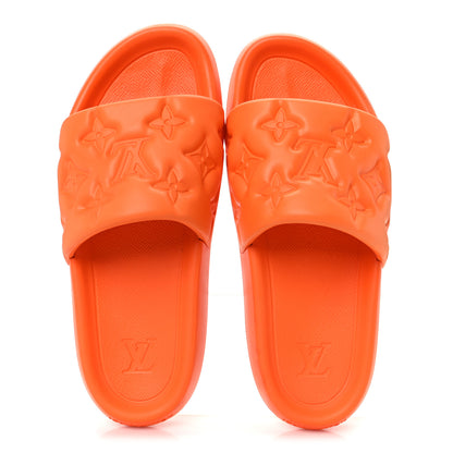 Louis Vuitton Rubber Embossed Monogram Mens Waterfront Mules 10 Orange 2 of 9