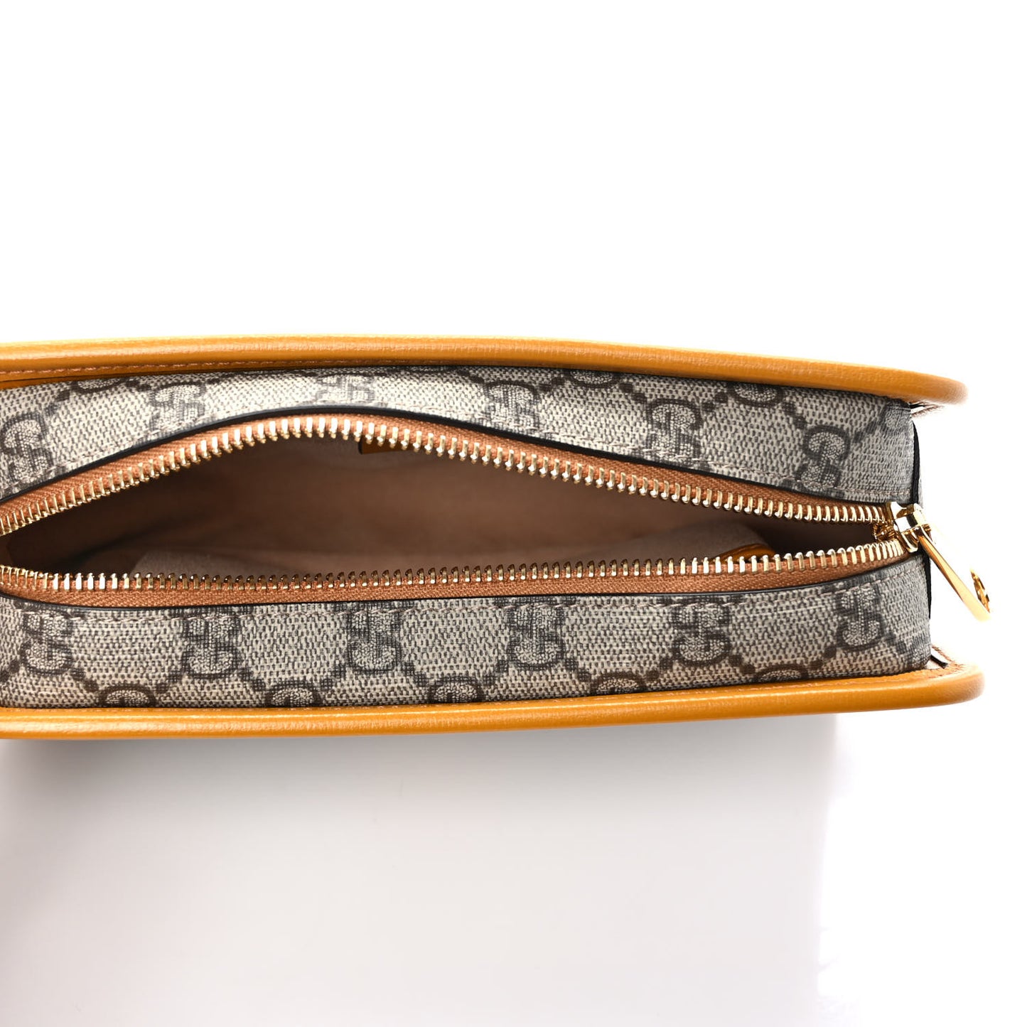GG Supreme Monogram Textured Calfskin Retro Interlocking G Travel Pouch Beige Yellow