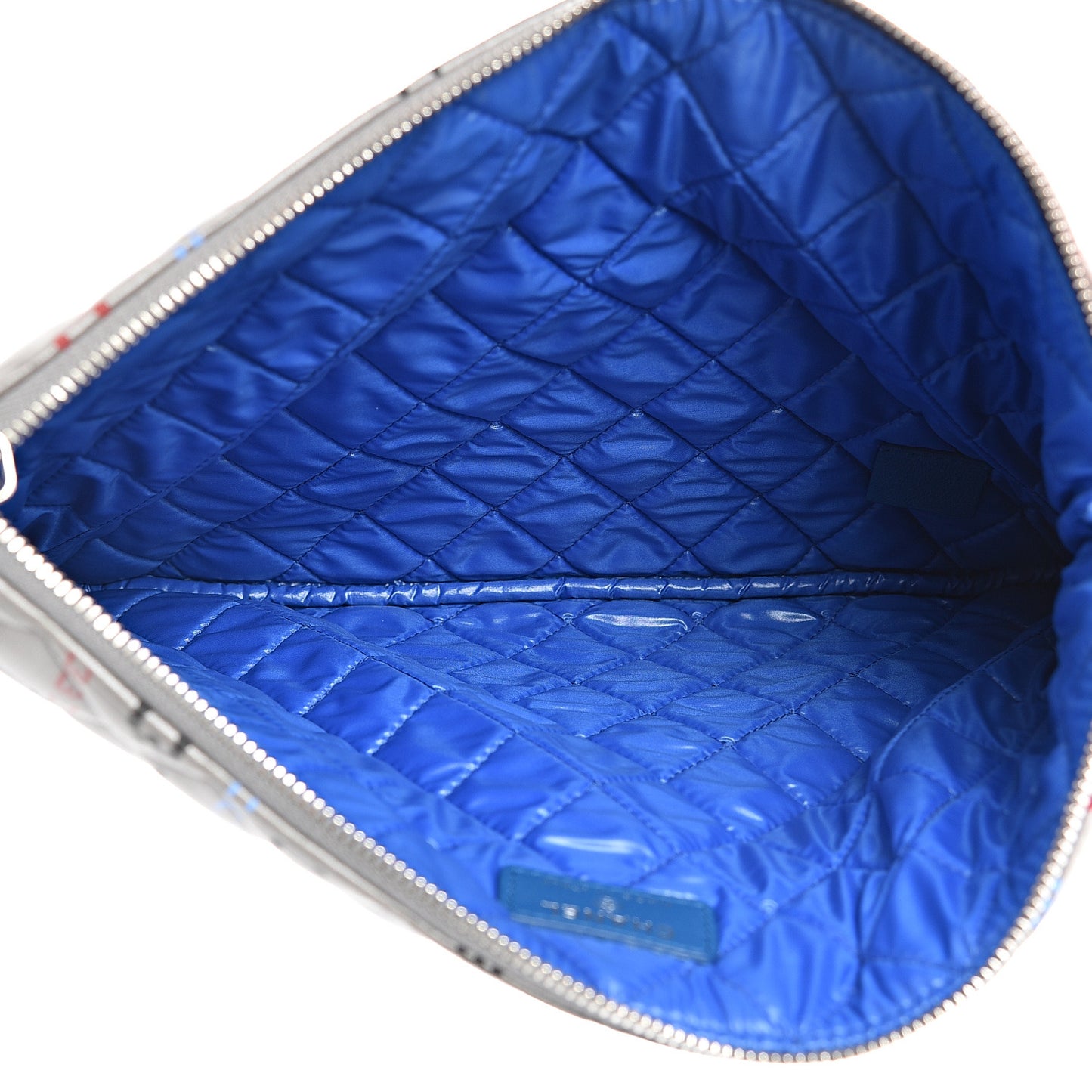 Metallic Lambskin Quilted Medium Data Center Cosmetic Case Silver