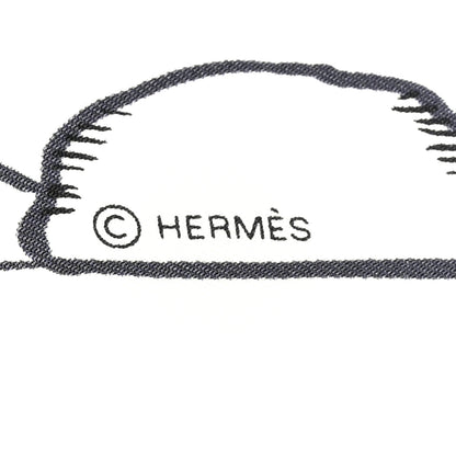 Hermes Silk Mille Et Un Lapins Scarf 90 White Black 4 of 5