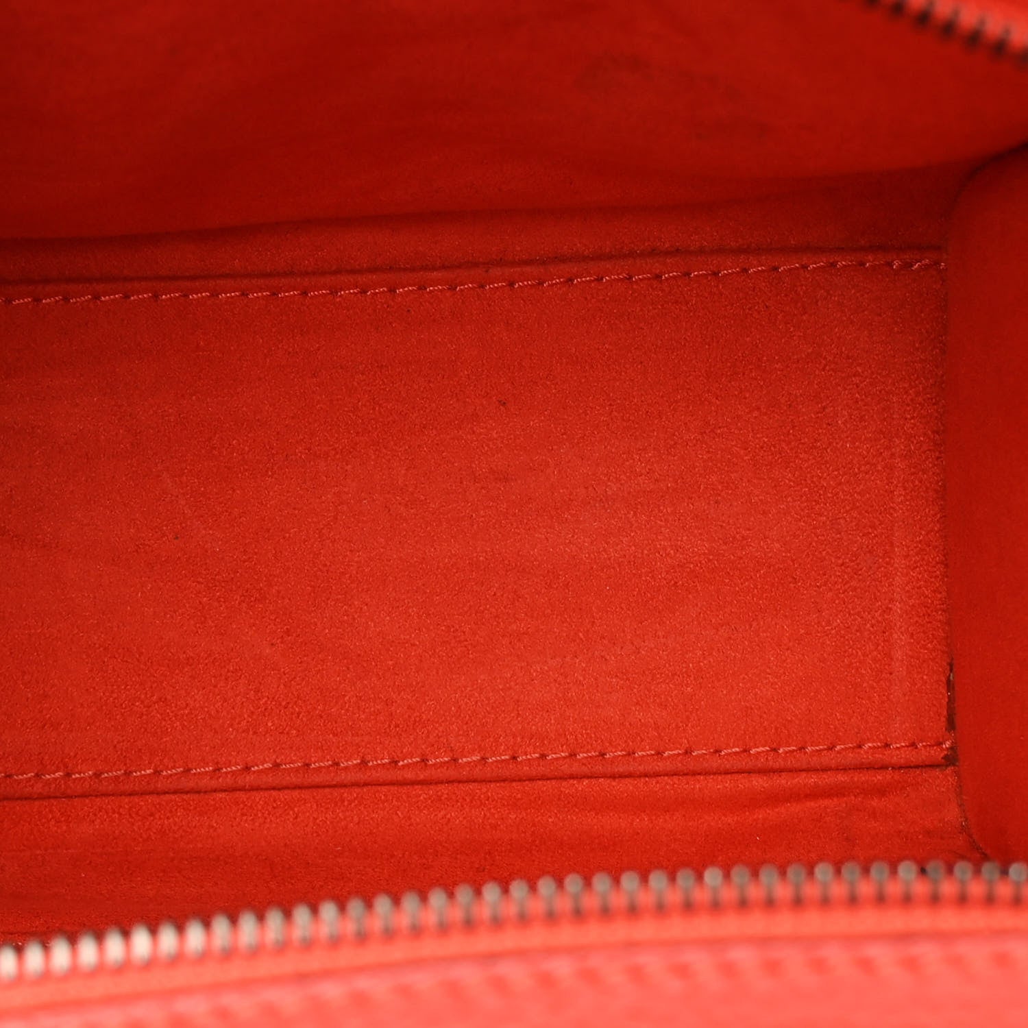 Celine Drummed Calfskin Nano Luggage Vermillion 5 of 15