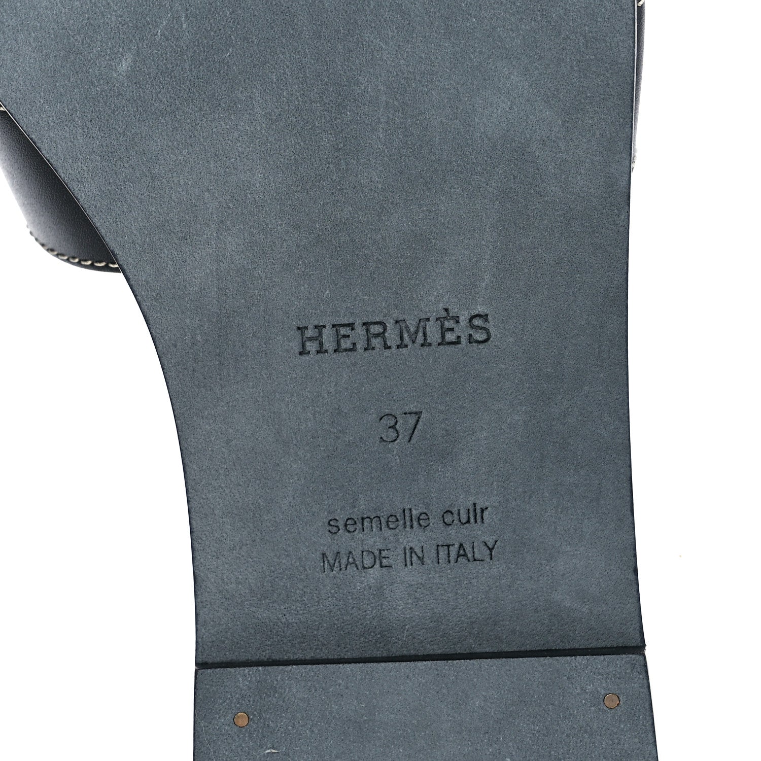Hermes Box Calfskin Oran Sandals 37 Black 6 of 9