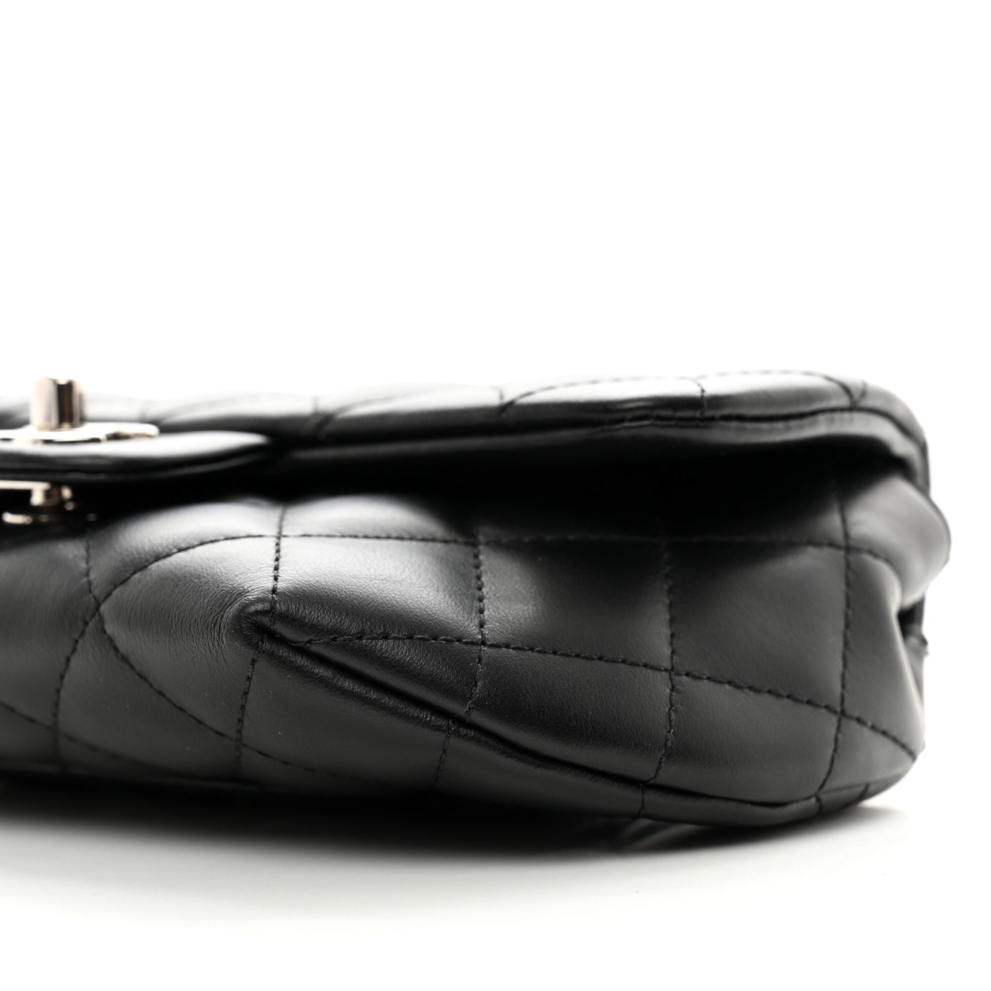Calfskin Quilted CC Uniform Flap Belt Bag Black