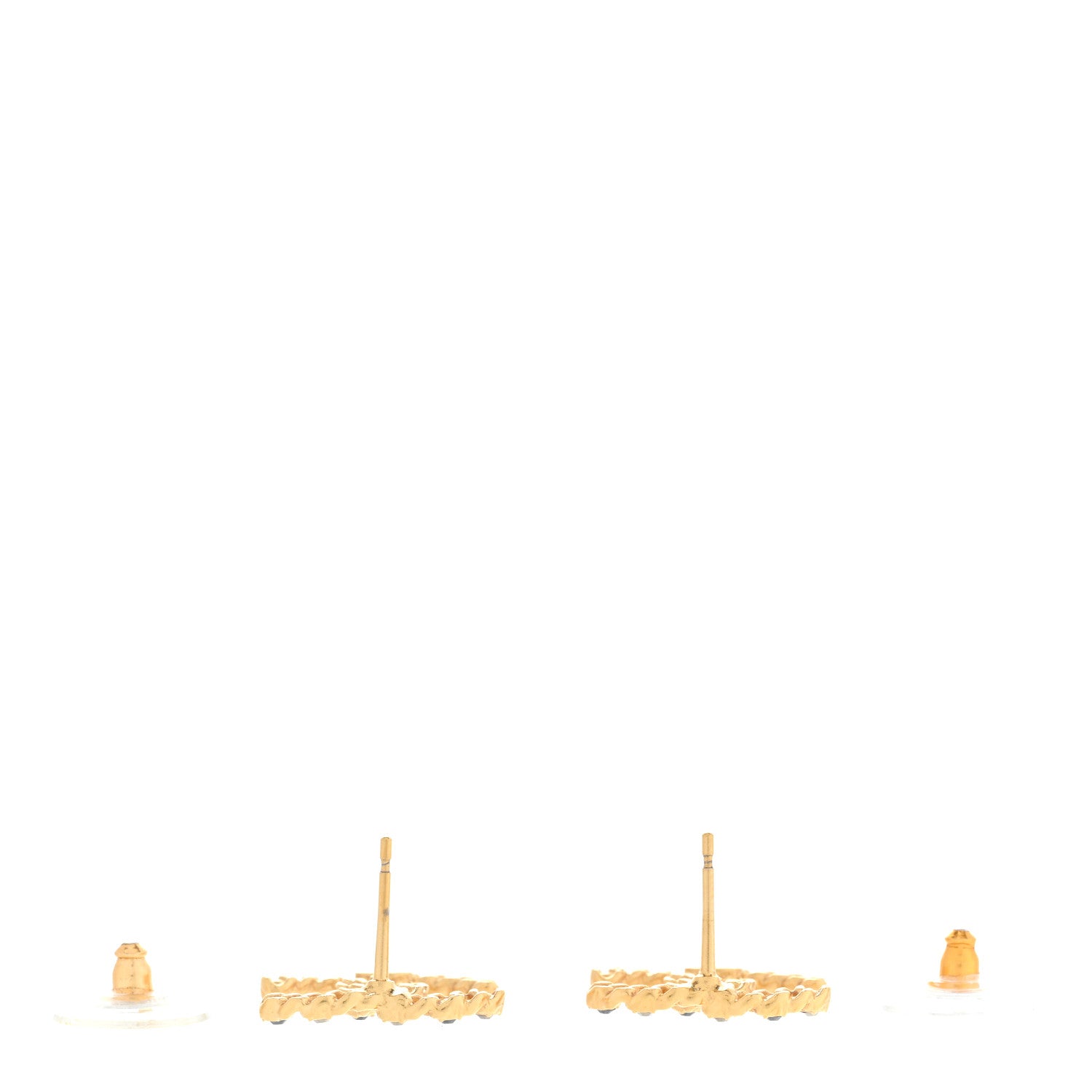 Chanel Crystal CC Chain Earrings Gold Black 3 of 6