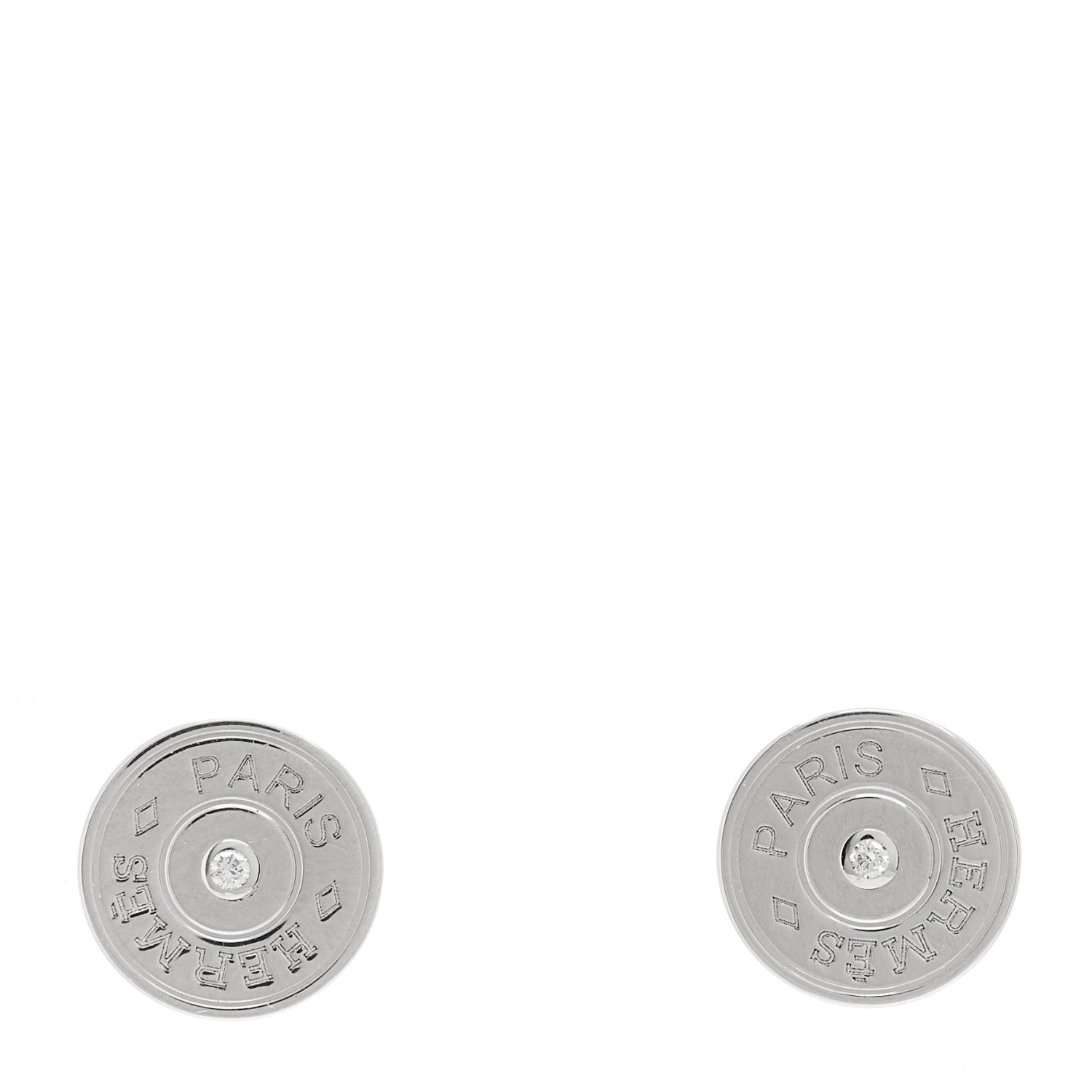 Hermes 18K White Gold Diamond Small Gambade Earrings 1 of 6