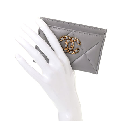 Chanel Lambskin Quilted Chanel 19 Card Holder Grey 2 of 8