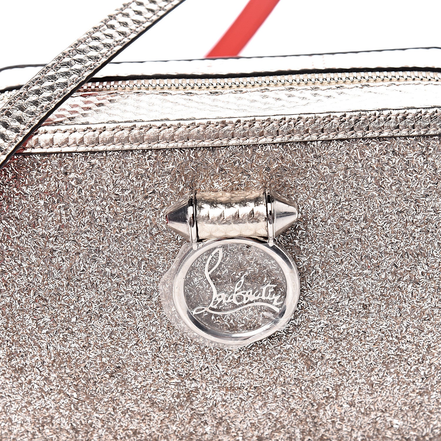 Christian Louboutin Givre Calfskin Glitter Cubiste Mini Rubylou Perle Platine 11 of 12
