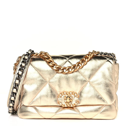 Chanel Metallic Goatskin Quilted Medium Chanel 19 Flap Gold 1 of 10