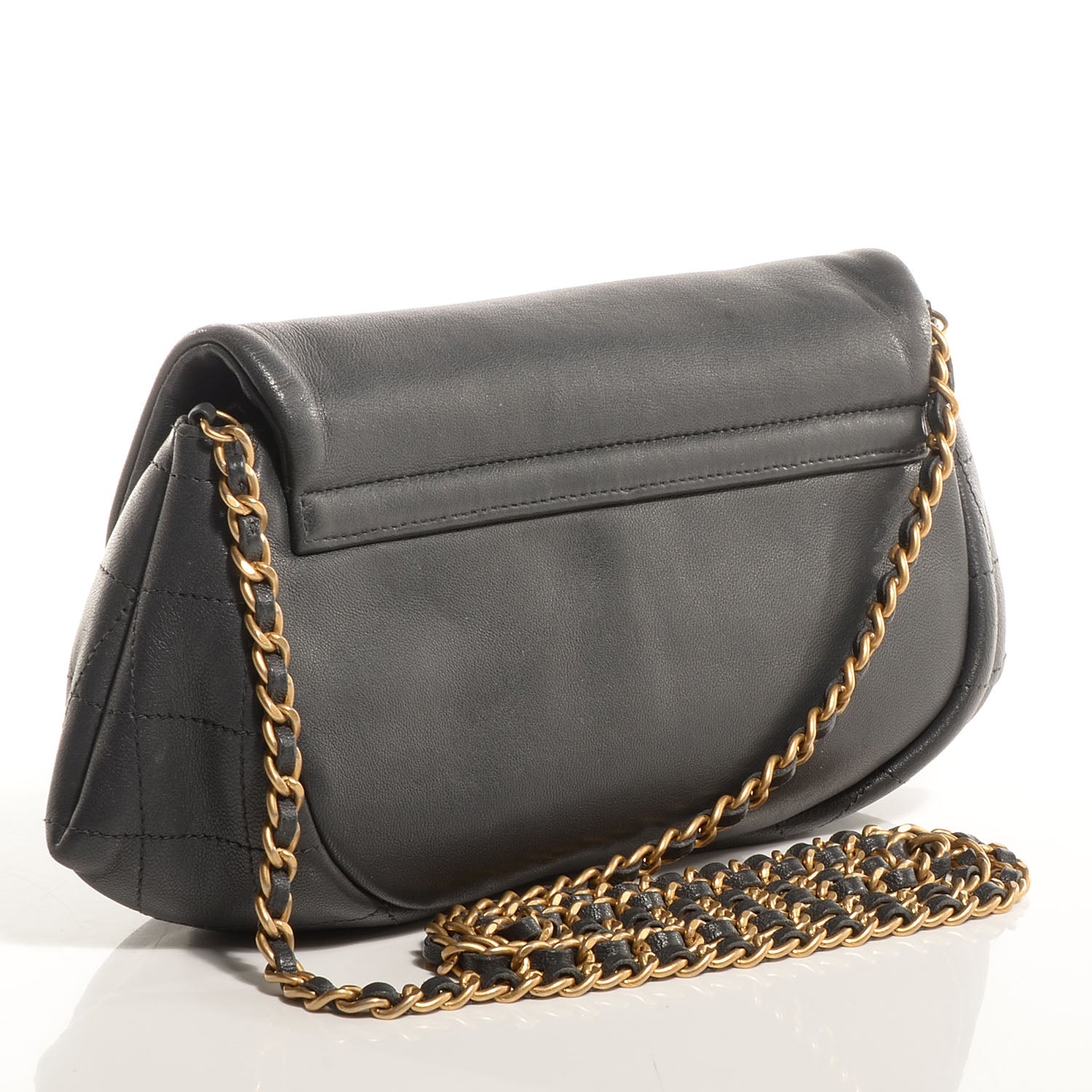 Chanel Lambskin Half Moon Wallet On Chain WOC Dark Grey 3 of 8