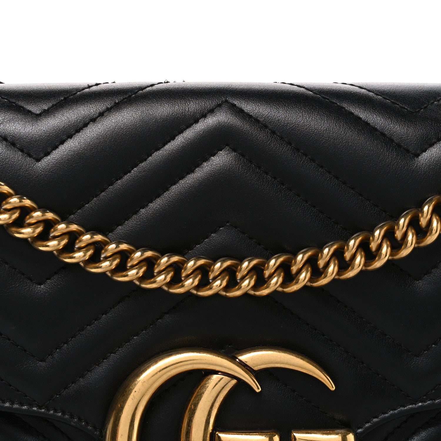 Gucci Calfskin Matelasse Medium GG Marmont Shoulder Bag Black 8 of 11