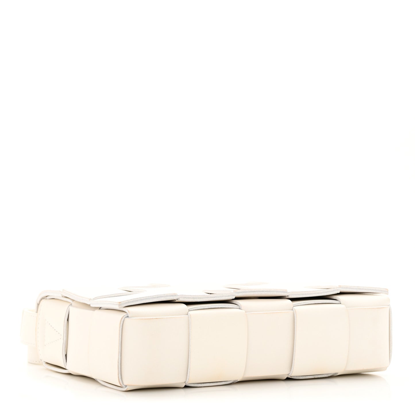 Lambskin Maxi Intrecciato Cassette Crossbody Bag White