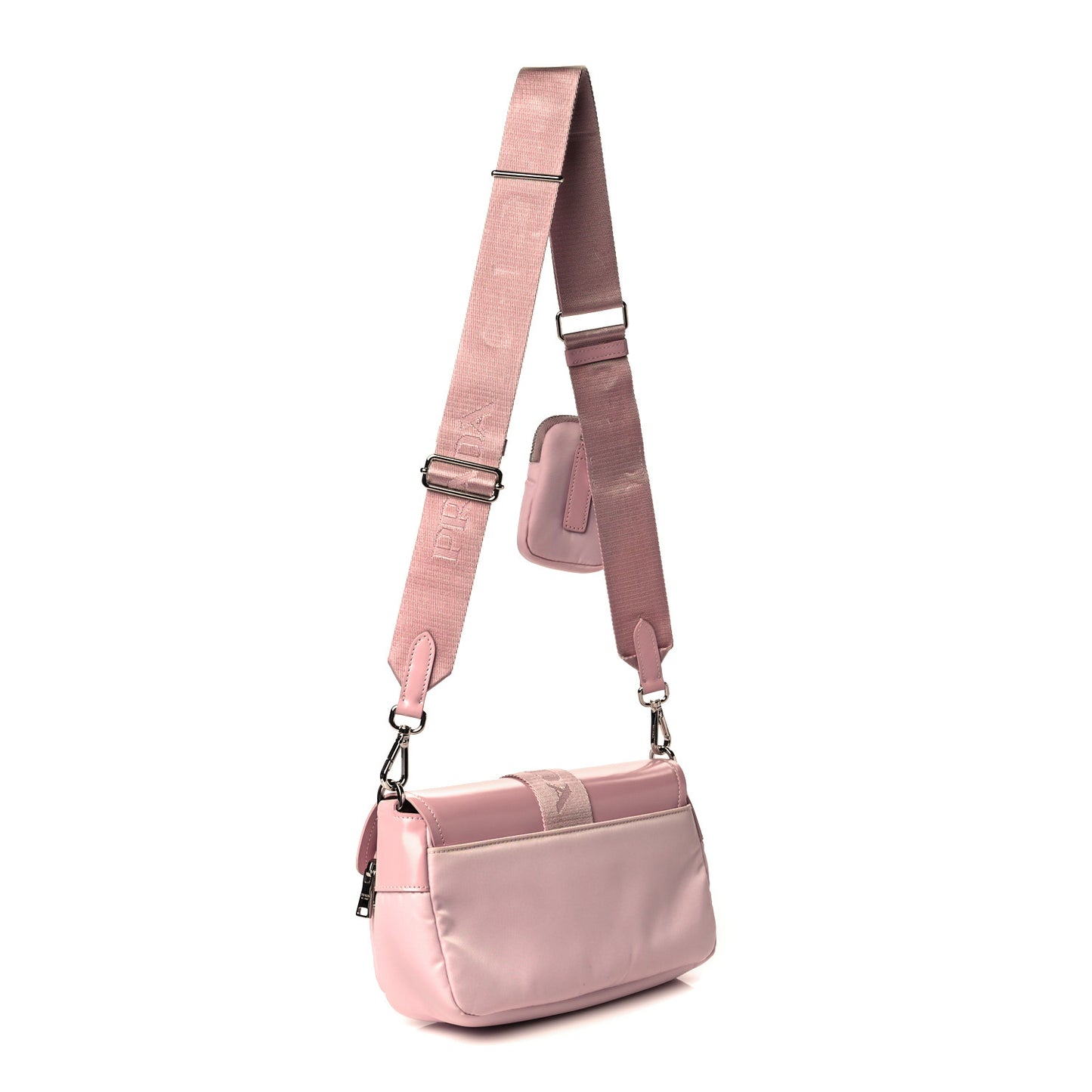 Re-Nylon Spazzolato Double Pocket Buckle Shoulder Bag Alabastro