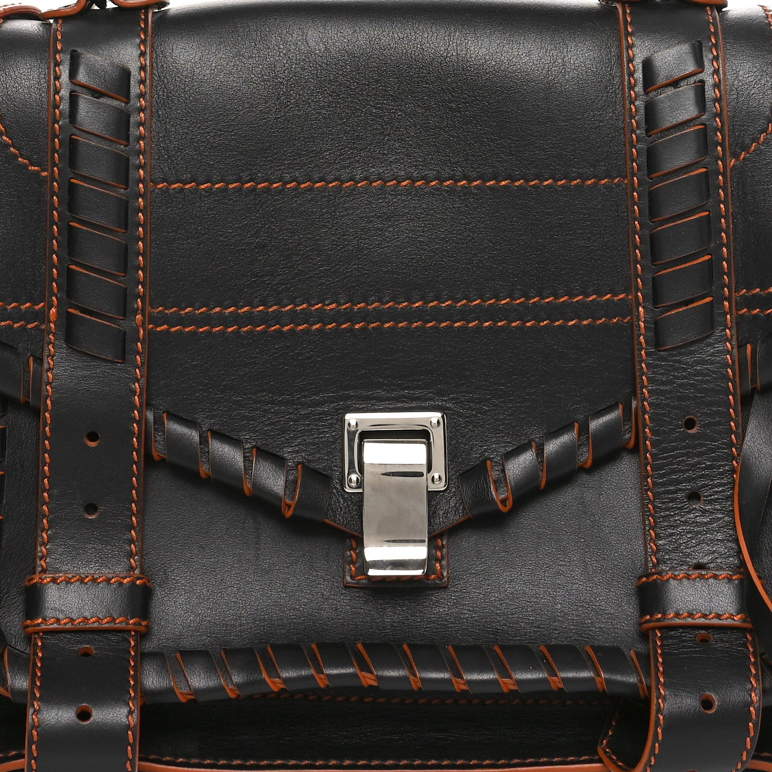 Proenza Schouler Calfskin Medium Whipstitch PS1 Satchel Black Orange 8 of 10