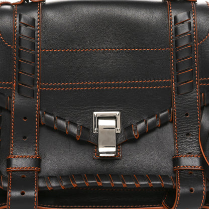 Proenza Schouler Calfskin Medium Whipstitch PS1 Satchel Black Orange 8 of 10