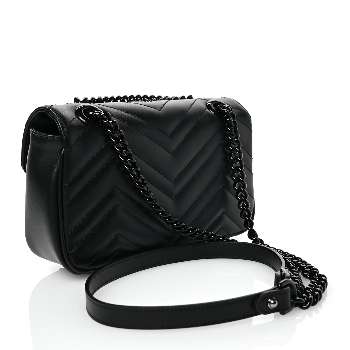 Calfskin Matelasse Monochrome Mini GG Marmont Shoulder Bag Black