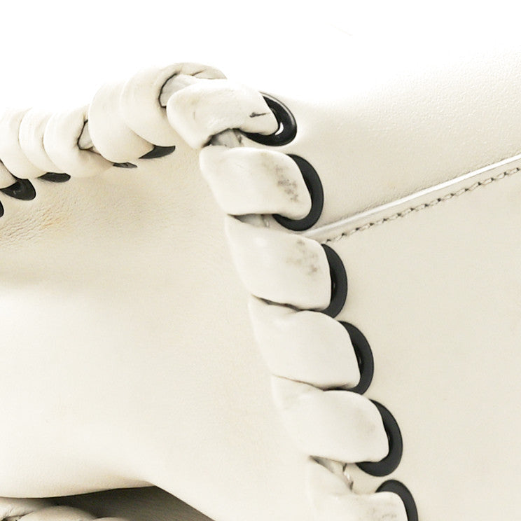 Fendi Nappa Lace Up Mini Peekaboo Iconic Satchel Bianco Carta 8 of 14