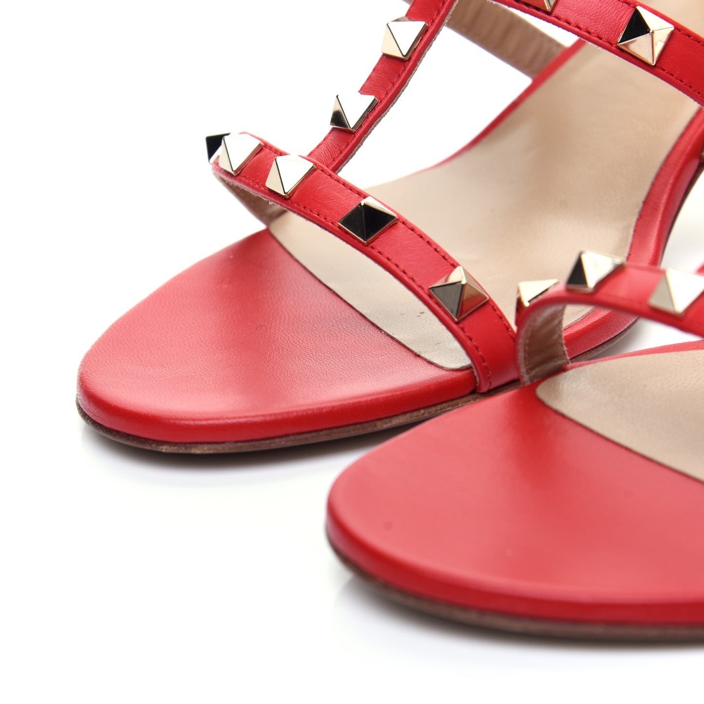 Calfskin Rockstud 60mm Caged Slide Sandals 41 Rosso Valentino