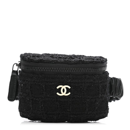 Chanel Tweed Lambskin Quilted Arm Coin Purse Black 1 of 8