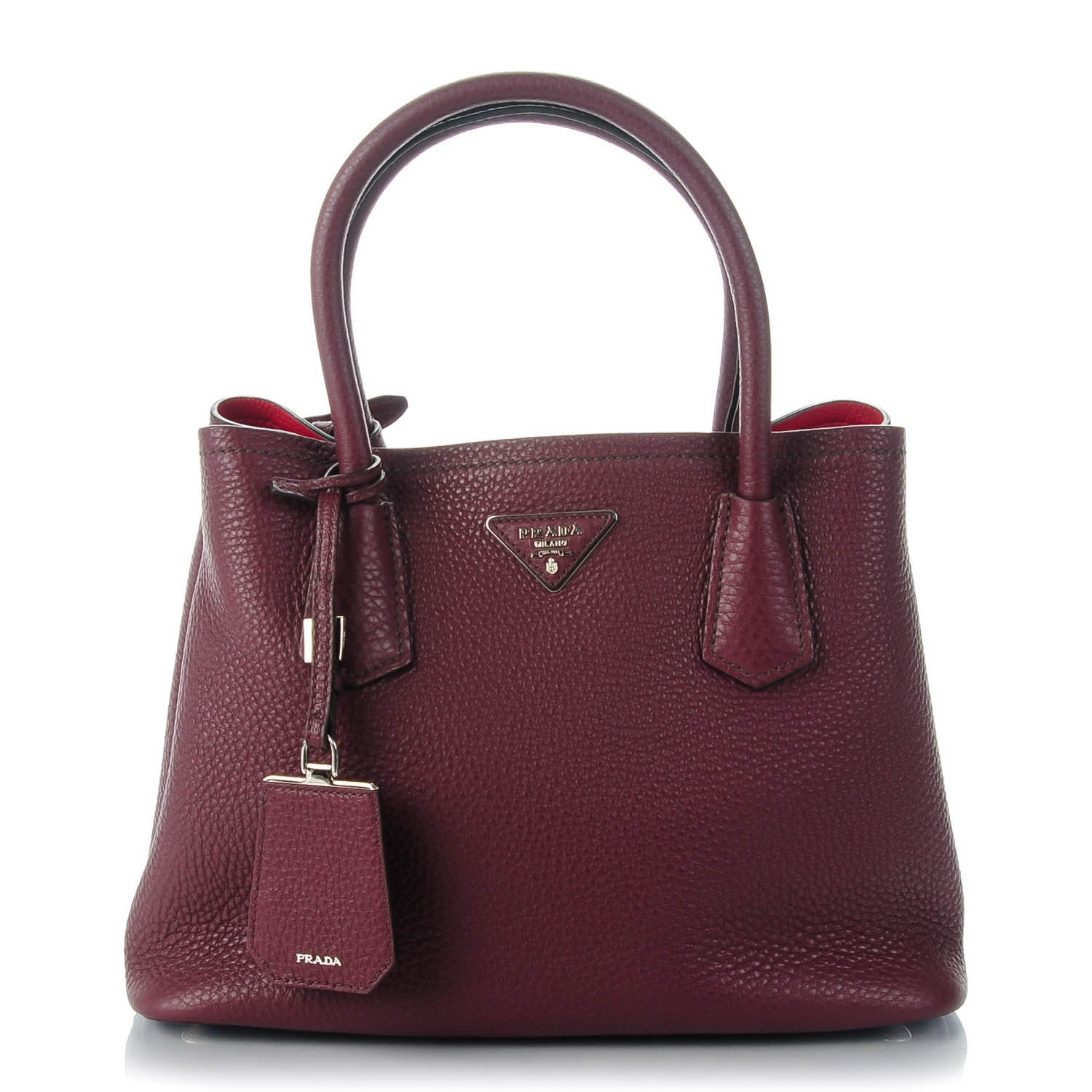 Prada Vitello Daino Small Double Bag Granato Scarlatto 1 of 7