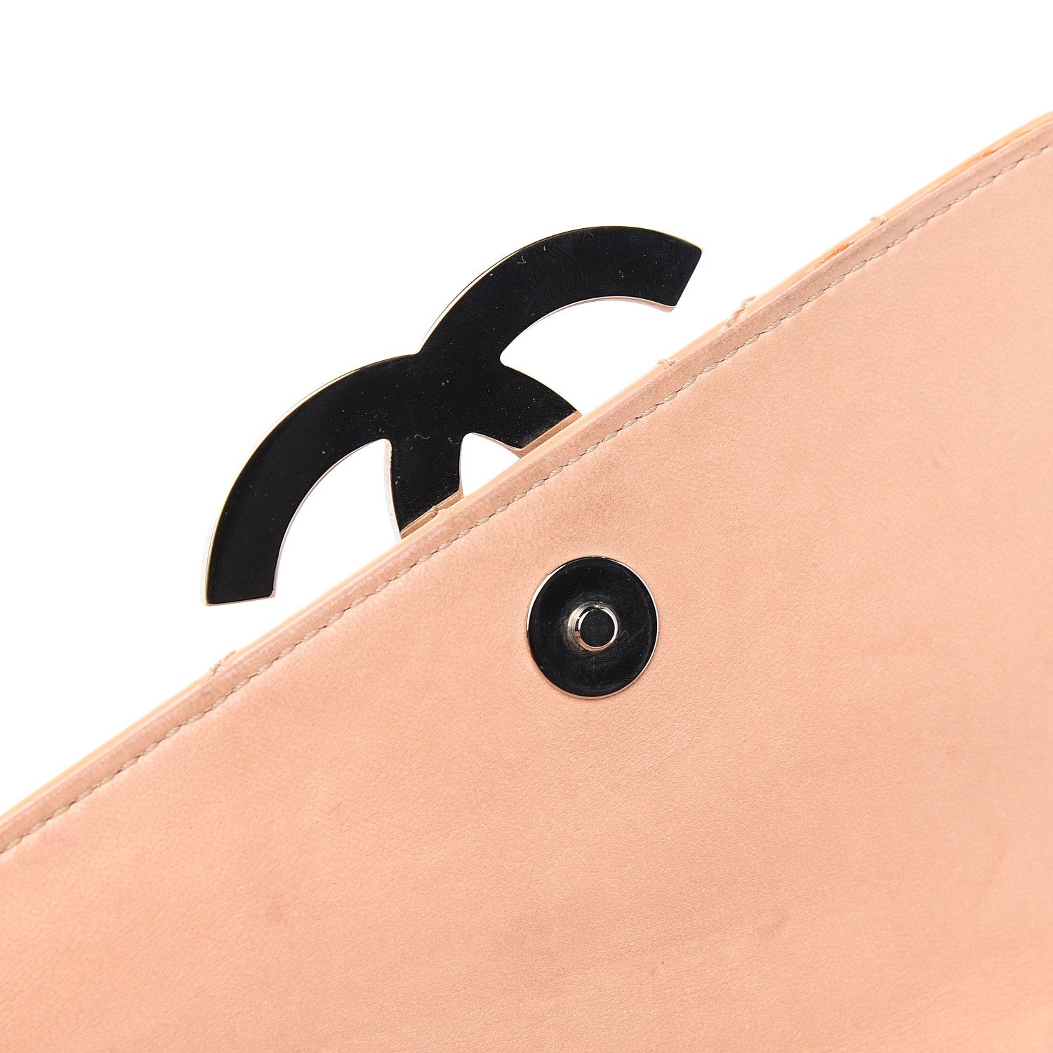Chanel Patent Square Stitched CC Flap Clutch Beige 9 of 12