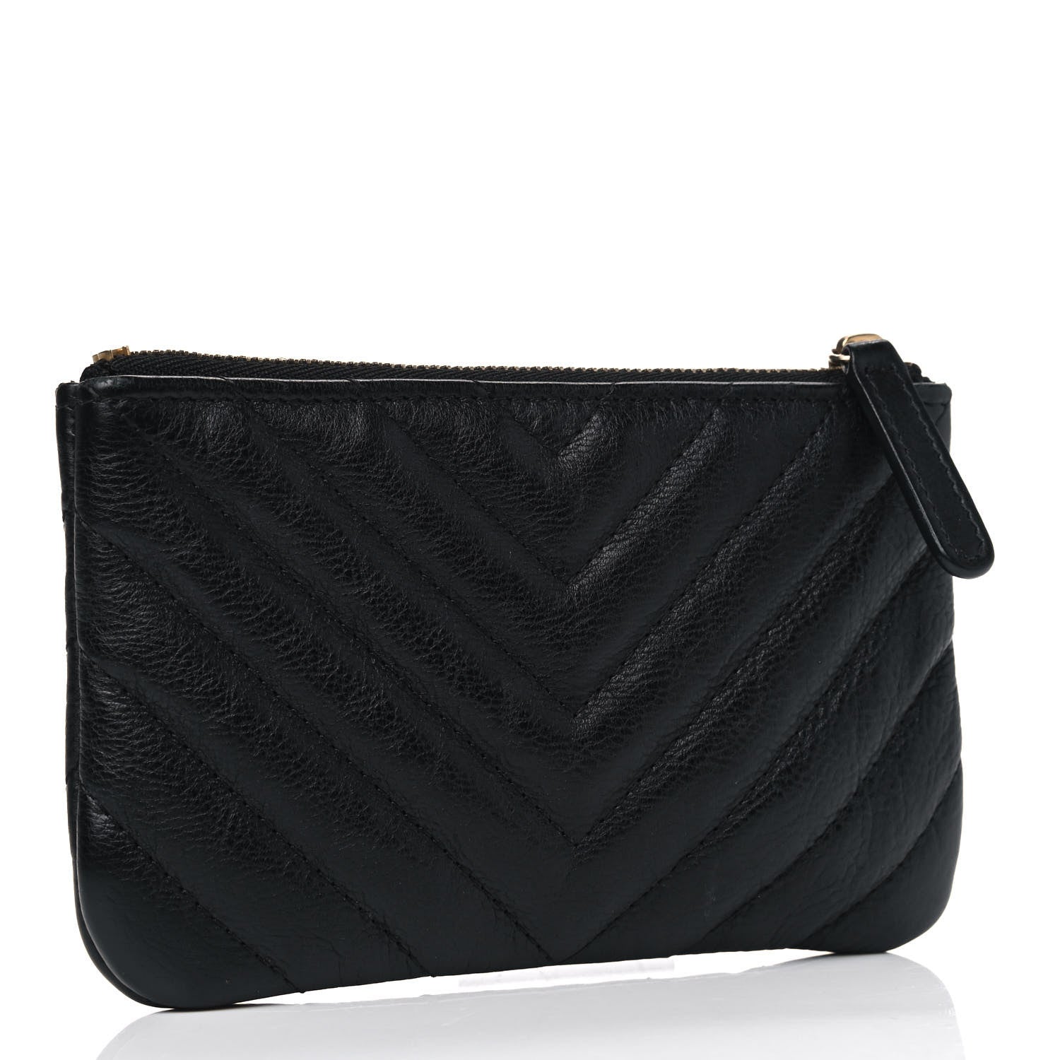 Chanel Crumpled Calfskin Chevron Quilted Small Cosmetic Case Black 2 of 4