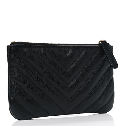 Chanel Crumpled Calfskin Chevron Quilted Small Cosmetic Case Black 2 of 4