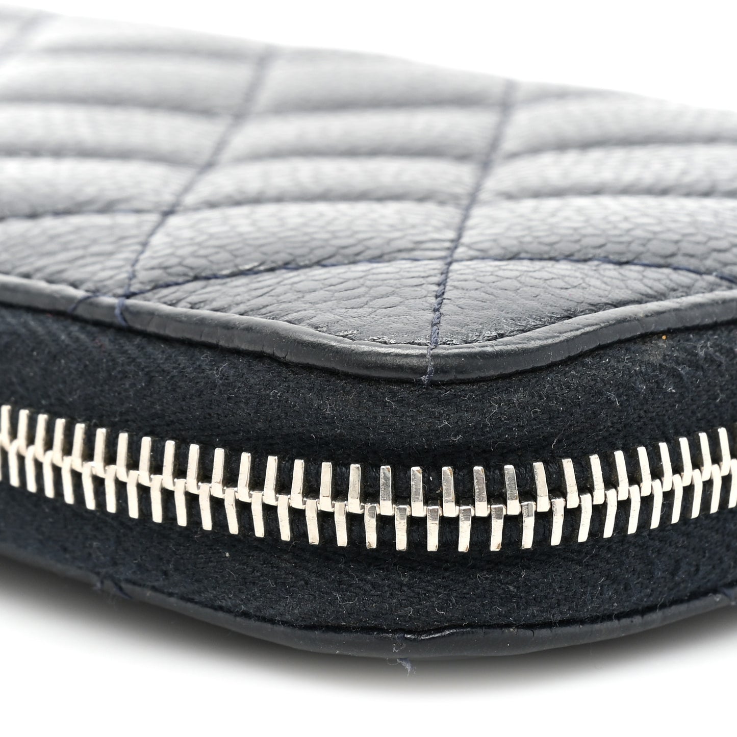 Caviar Quilted Large Gusset Zip Around Wallet Navy
