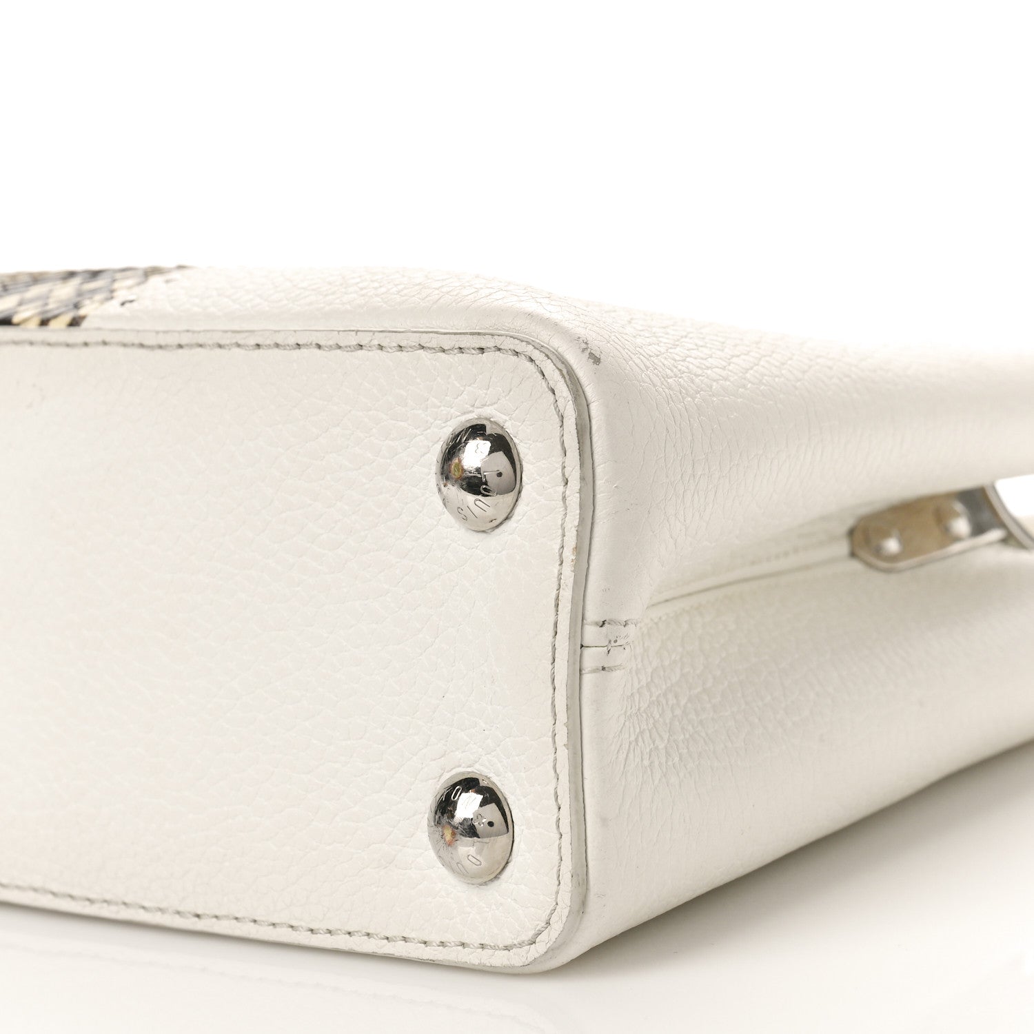 Louis Vuitton Taurillon Snakeskin Studded Capucines BB White 8 of 15