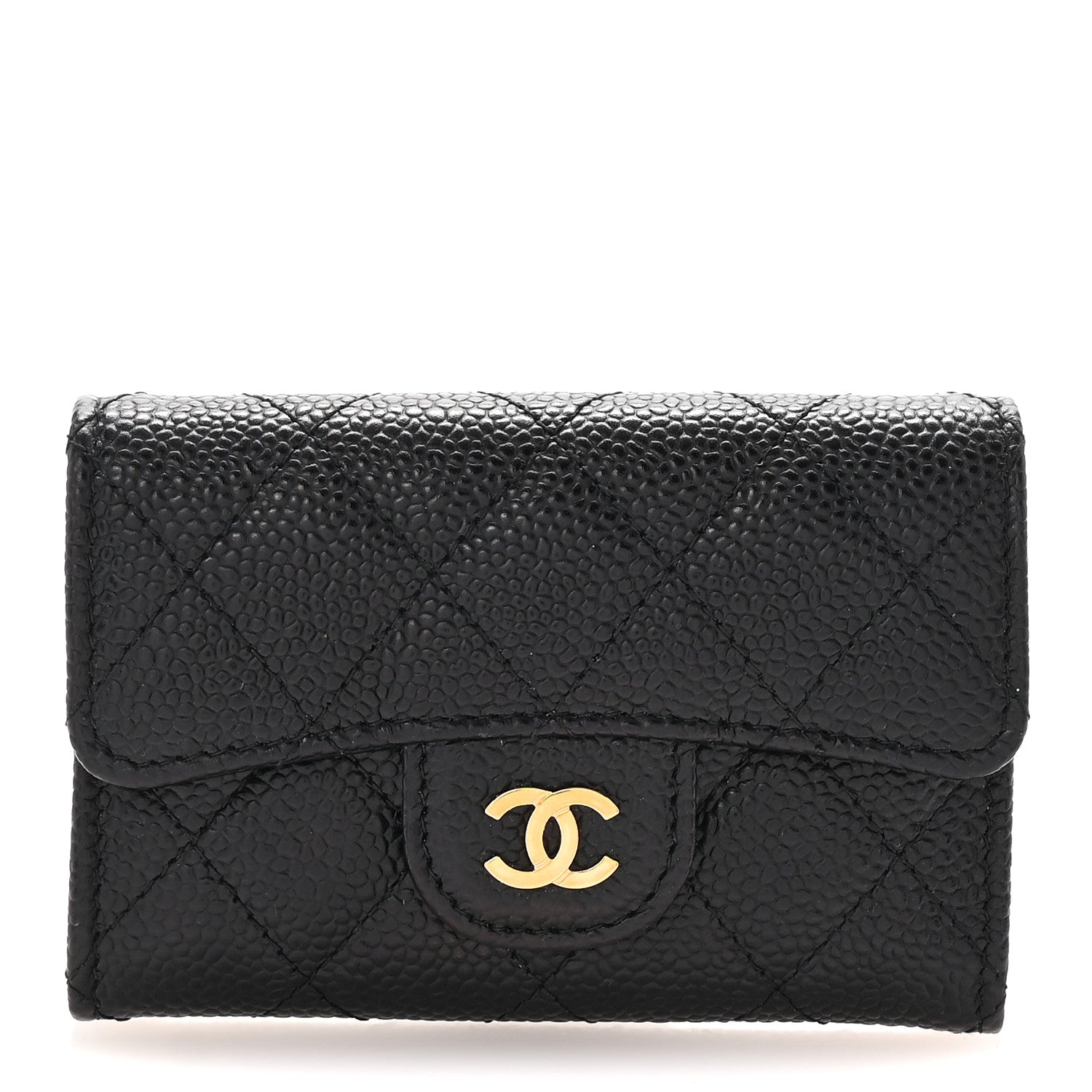 Chanel Caviar Quilted Flap Card Holder Wallet Black 1 of 18