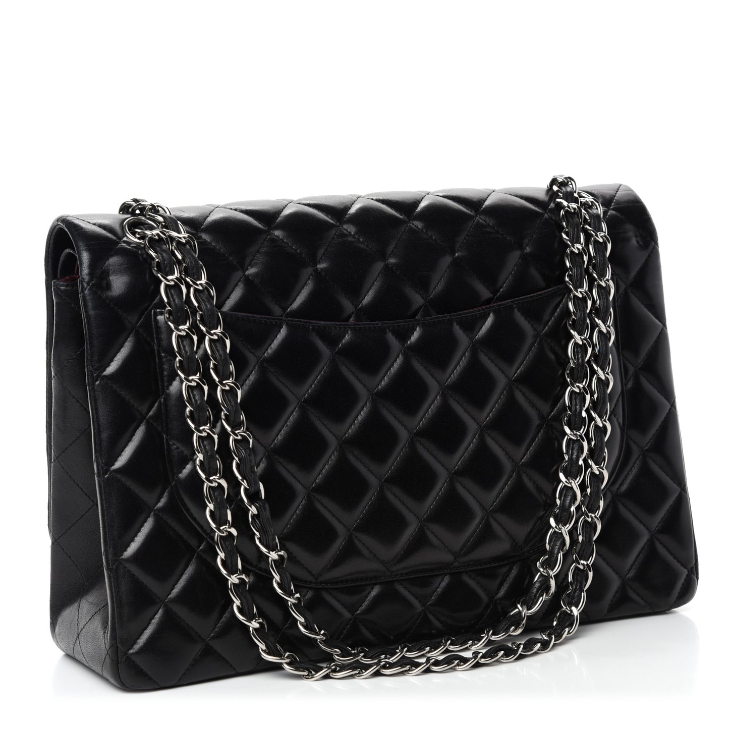 Lambskin Quilted Maxi Double Flap Black