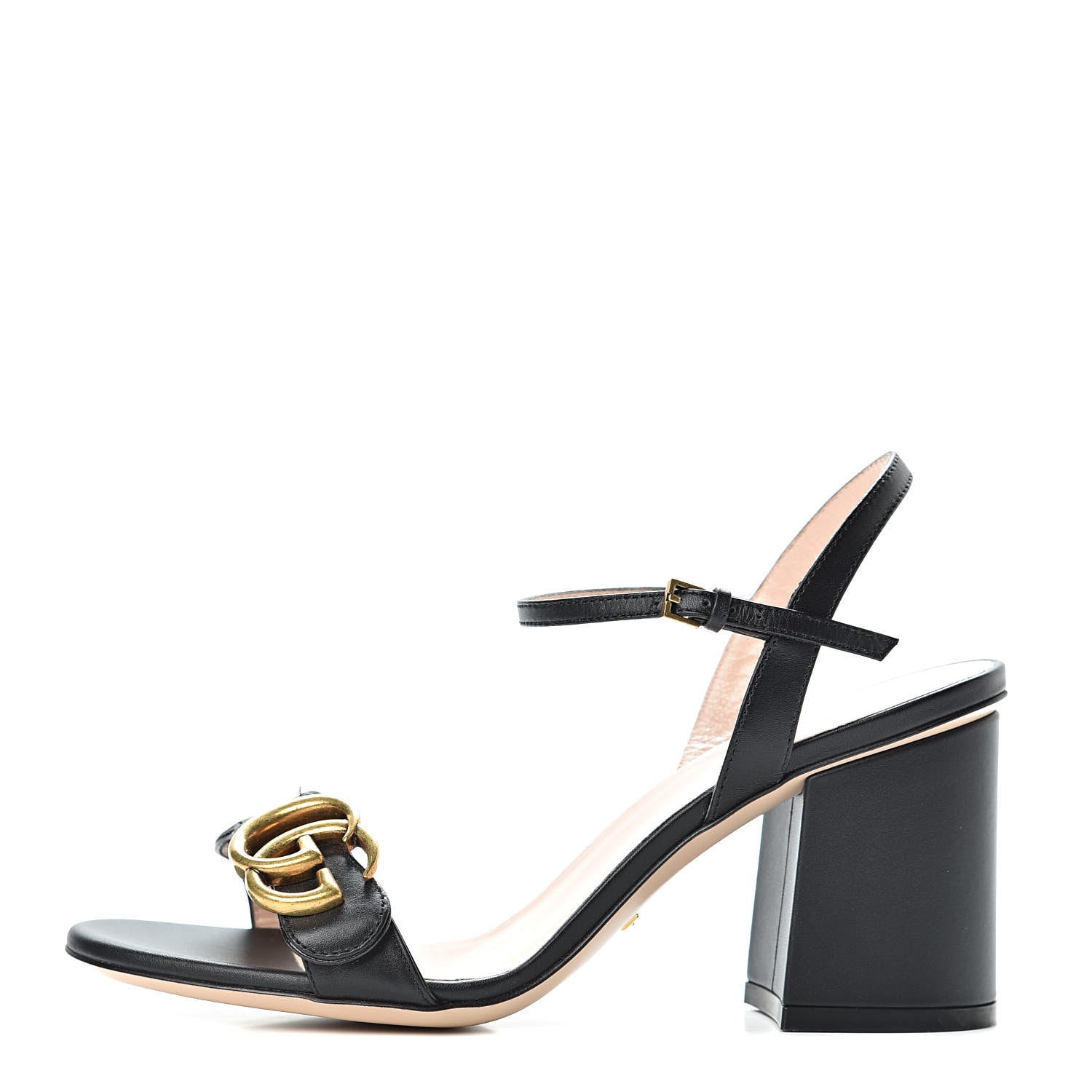 Gucci Lifford Calfskin GG Marmont Ankle Wrap 75mm Sandals 36 Black 1 of 9