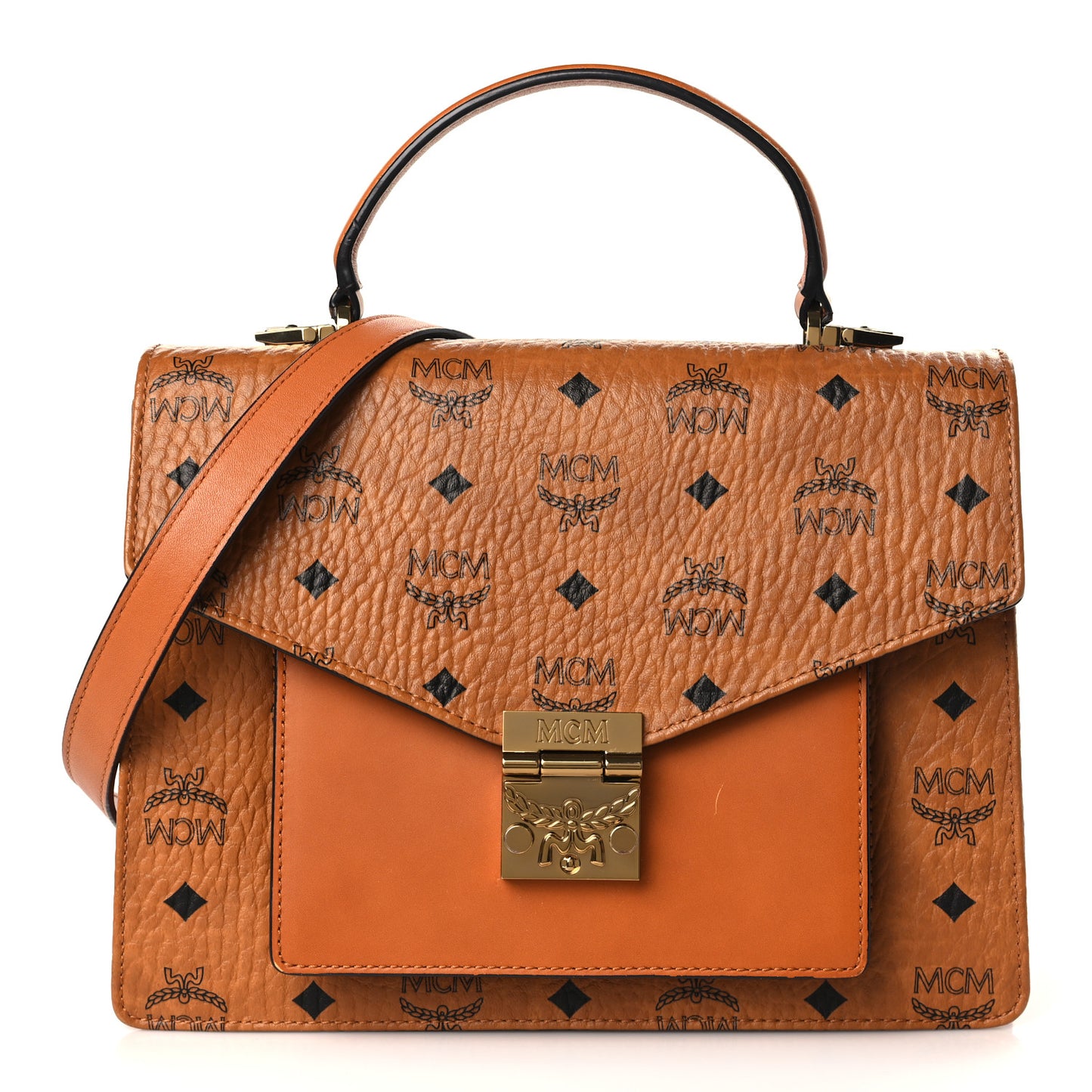 Visetos Medium Patricia Pocket Satchel Cognac