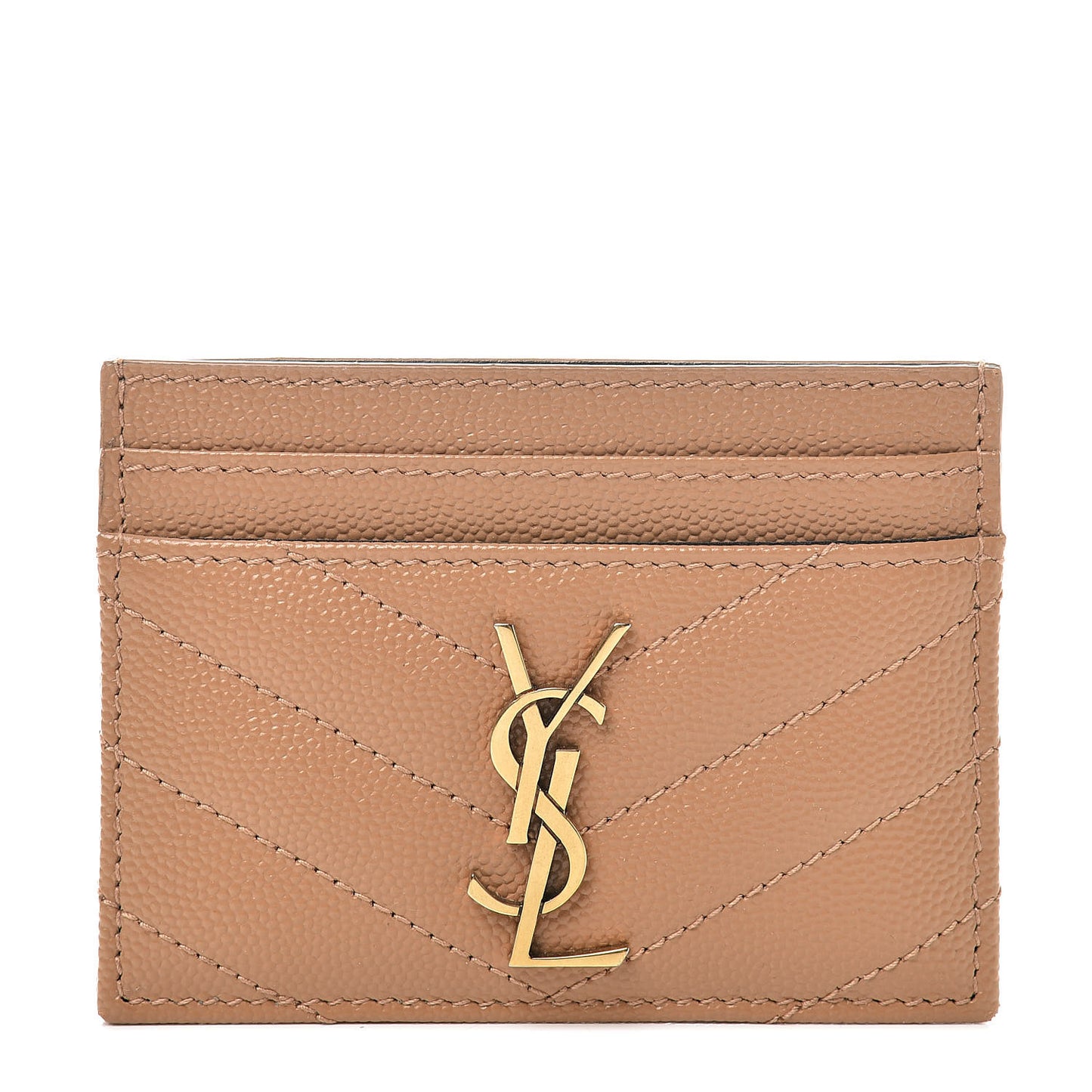 Grain De Poudre Matelasse Chevron Monogram Credit Card Case Cork