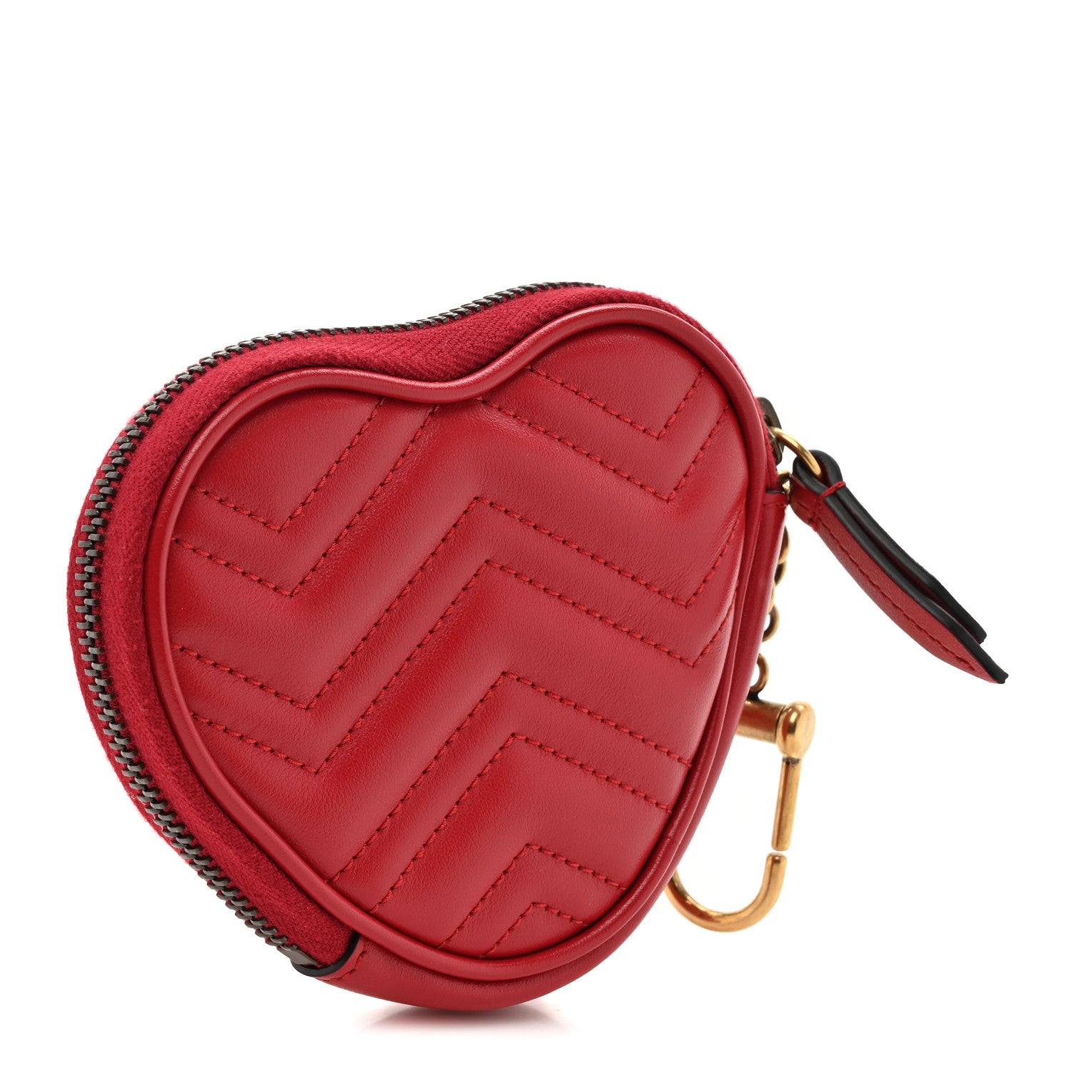 Gucci Calfskin Matelasse Chevron GG Marmont Heart Coin Purse Romantic Cerise 3 of 7