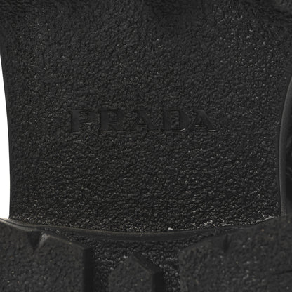 Prada Spazzolato Rois Re-Nylon Metal Triangle Logo Monolith Pouch Pocket 55mm Tall Combat Boots 39.5 Black 7 of 9