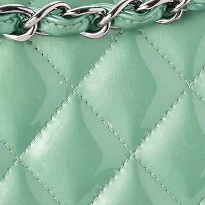 Chanel Patent Quilted Jumbo Double Flap Green 9 of 11