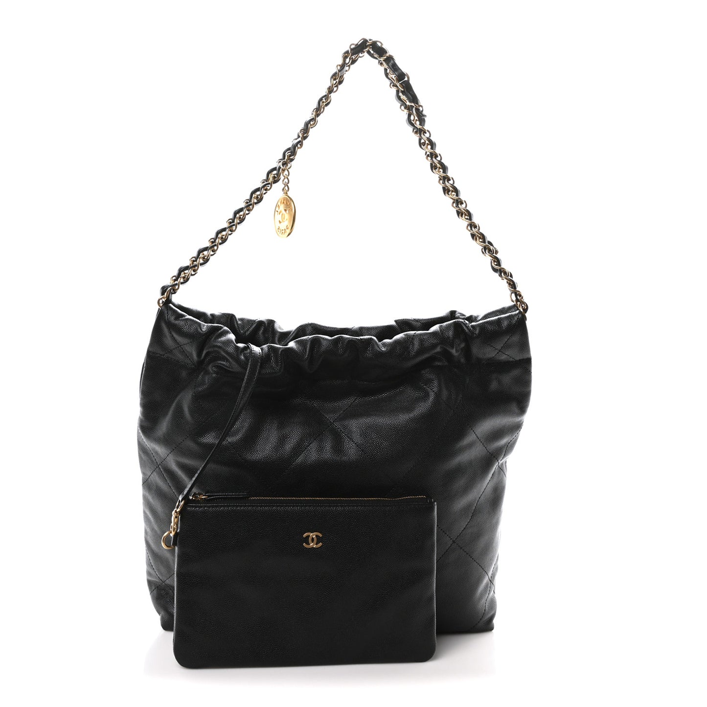 Shiny Caviar Quilted Small Chanel 22 Black