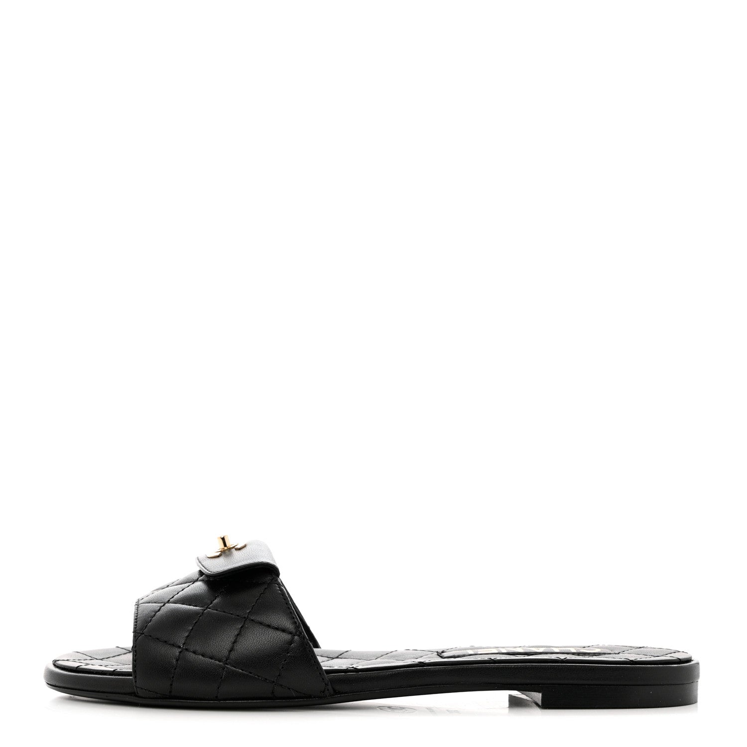 Chanel Lambskin Quilted CC Turnlock Sandals 38 Black 1 of 9