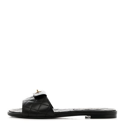 Chanel Lambskin Quilted CC Turnlock Sandals 38 Black 1 of 9