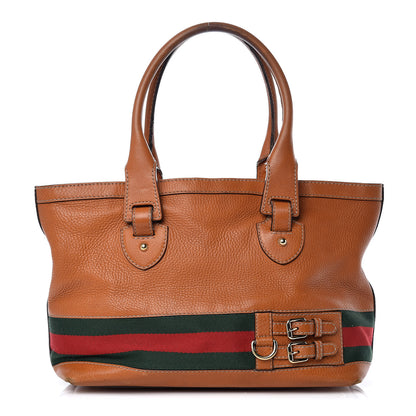 Gucci Calfskin Web Medium Heritage Tote Tan 1 of 25