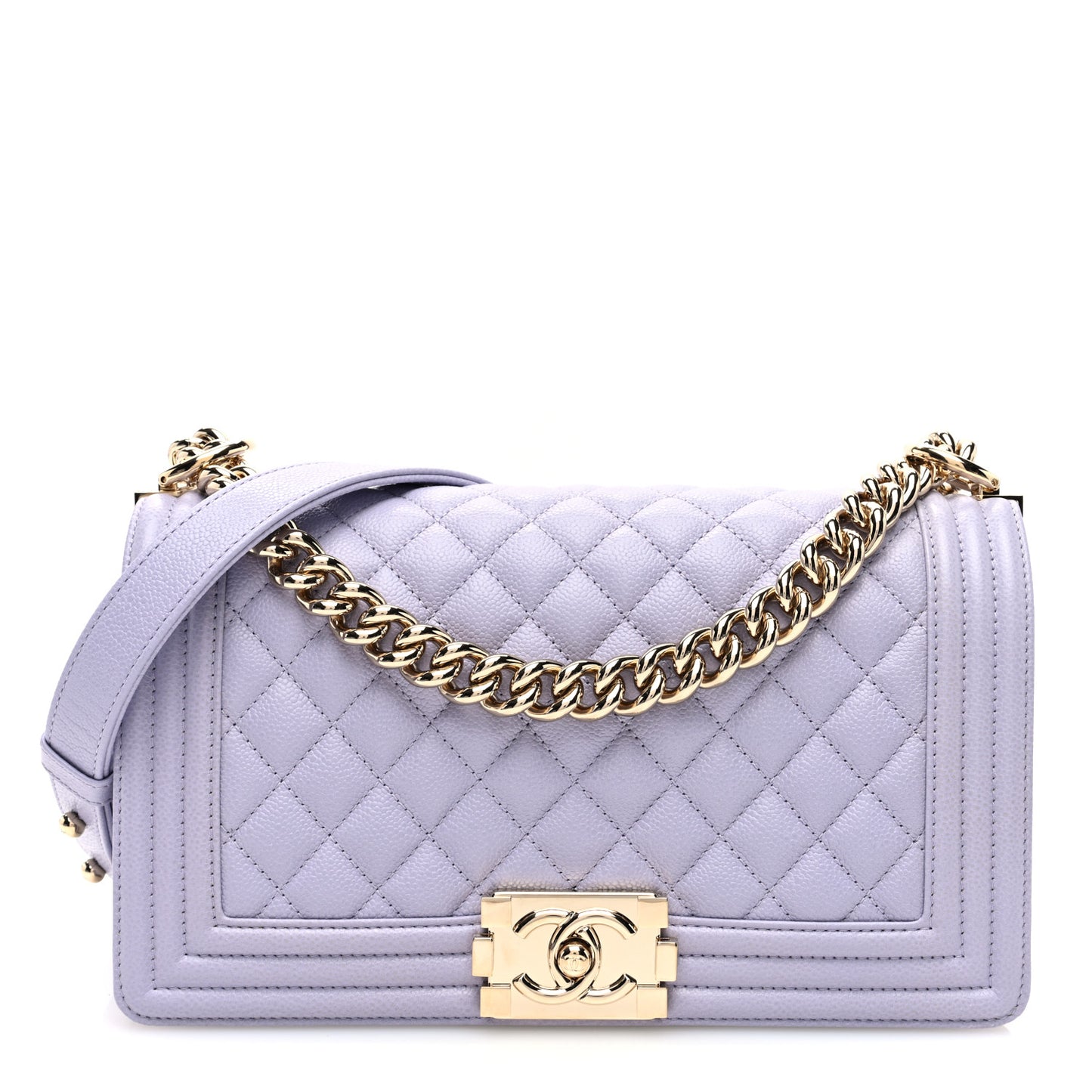 Caviar Quilted Medium Boy Flap Light Purple