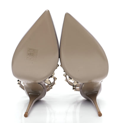 Valentino Garavani Patent Nappa Rockstud Ankle Strap 100mm Pumps 38.5 Poudre 5 of 8