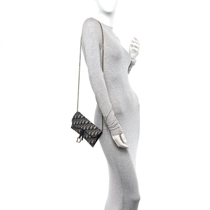 Christian Dior Oblique Saddle Chain Long Wallet Blue 2 of 10